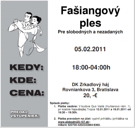 Fašiangový ples pre slobodných a nezadaných, 5.2.2011